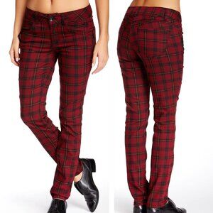 Democracy Women's Red Black Plaid Freedom Jegging Skinny Ankle Jeans Pant Size 7